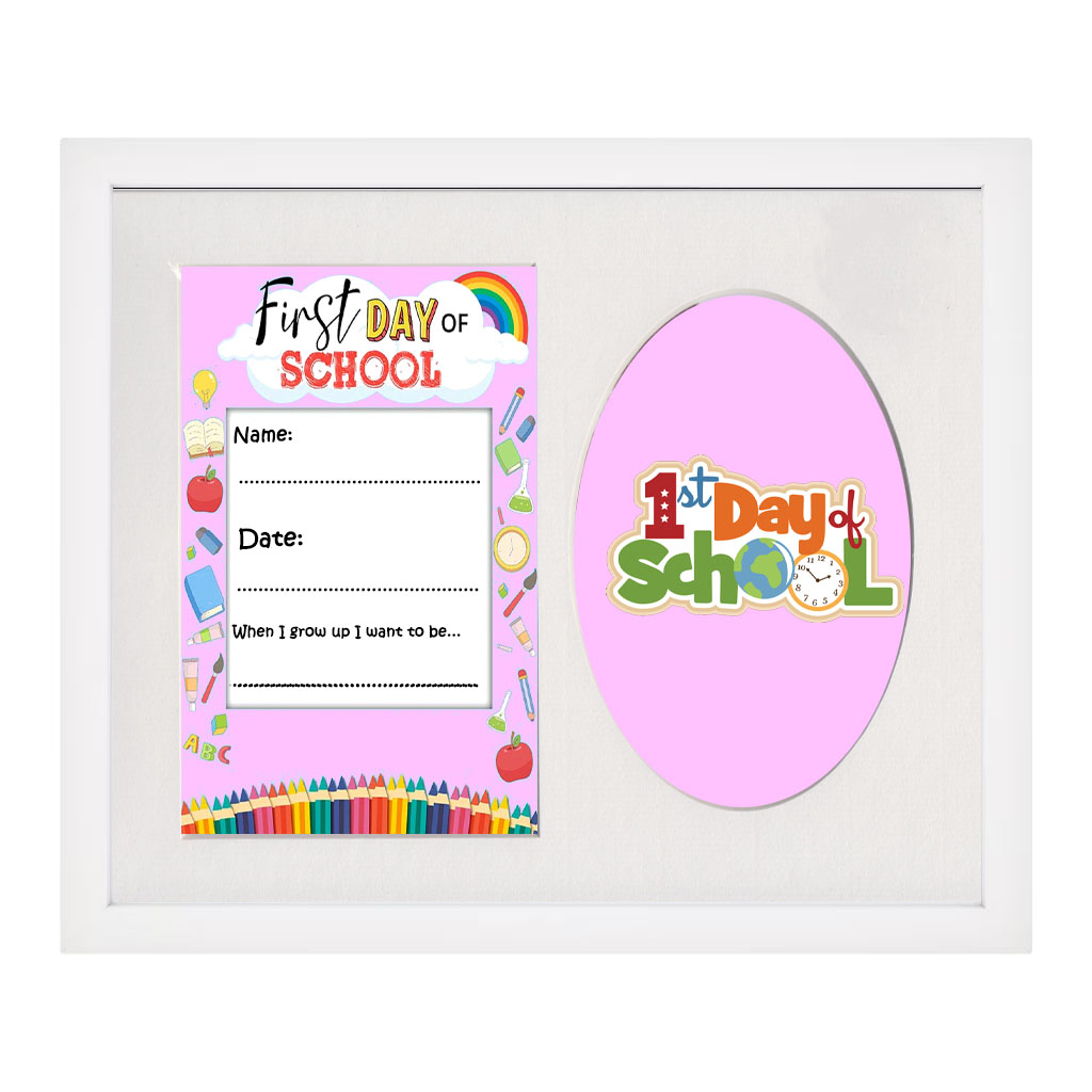 back to school framed mount pink