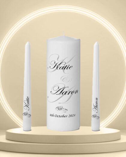 wedding unity candles with 2 side candles white