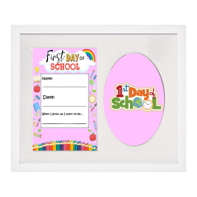 back to school framed mount pink